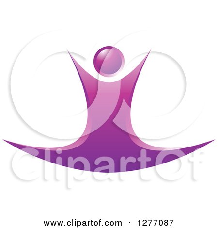 Clipart of a Happy Purple Person Jumping or Dancing - Royalty Free Vector Illustration by Lal Perera
