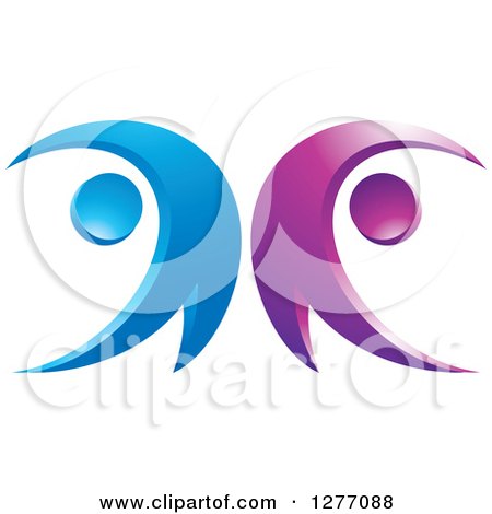 Clipart of a Blue and Purple Happy Couple Dancing 2 - Royalty Free Vector Illustration by Lal Perera