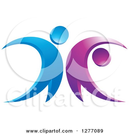Clipart of a Blue and Purple Happy Couple Dancing - Royalty Free Vector Illustration by Lal Perera