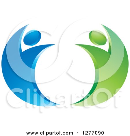 Clipart of a Blue and Green Happy Couple Dancing - Royalty Free Vector Illustration by Lal Perera