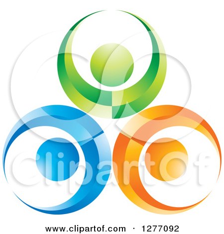 Clipart of a Blue Green and Orange People Teamwork Icon - Royalty Free Vector Illustration by Lal Perera
