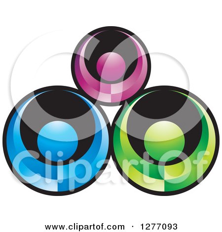 Clipart of a Black and Colorful People Teamwork Icon - Royalty Free Vector Illustration by Lal Perera