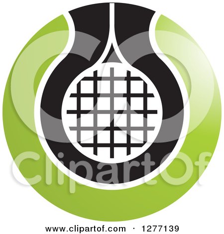 Clipart of a Green Black and White Tennis Racket or Net Icon 2 - Royalty Free Vector Illustration by Lal Perera