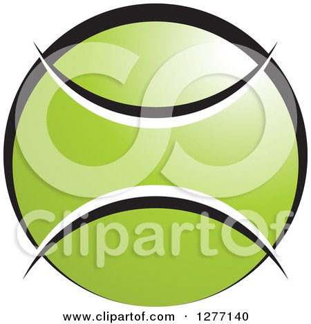 Clipart of a Green White and Black Tennis Ball with Text Space - Royalty Free Vector Illustration by Lal Perera