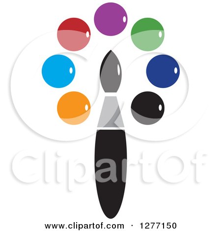 Clipart of a Paintbrush and Colorful Dots - Royalty Free Vector Illustration by Lal Perera