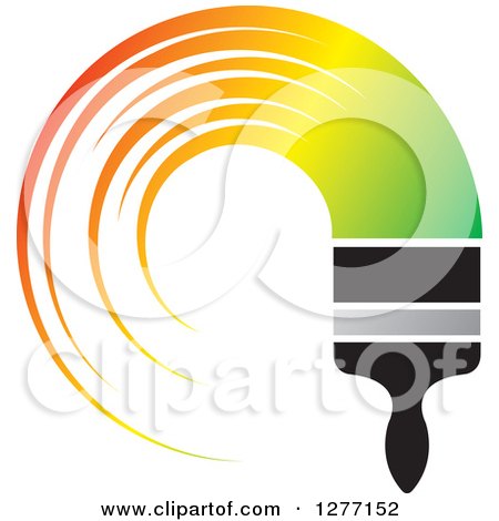Clipart of a Brush with a Curved Stroke of Gradient Colorful Paint - Royalty Free Vector Illustration by Lal Perera