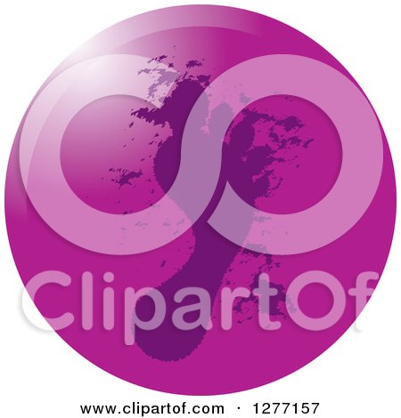 Clipart of a Round Purple Footprint Icon - Royalty Free Vector Illustration by Lal Perera