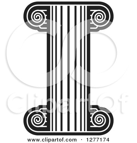 Clipart of a Black and White Fancy Pillar Column - Royalty Free Vector Illustration by Lal Perera