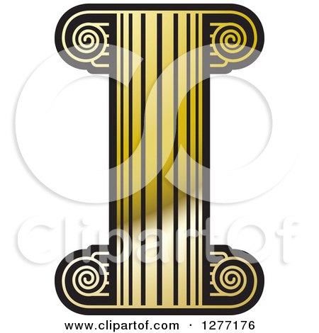 Clipart of a Gold Fancy Pillar Column - Royalty Free Vector Illustration by Lal Perera