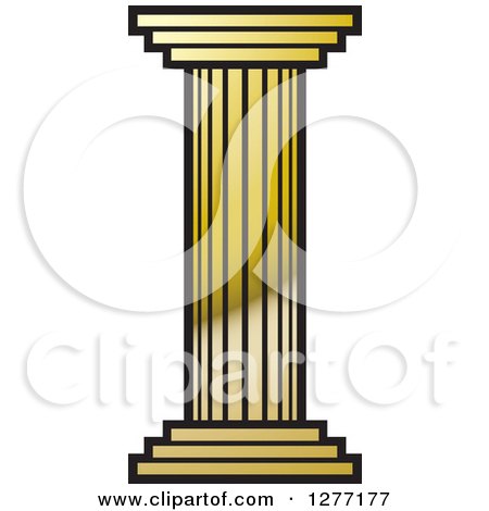 Clipart of a Gold Pillar Column - Royalty Free Vector Illustration by Lal Perera