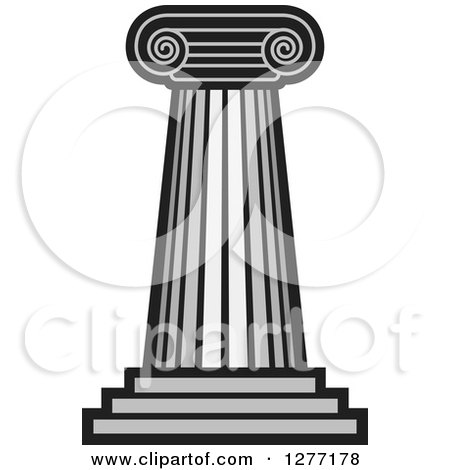 Clipart of a Grayscale Fancy Pillar Column - Royalty Free Vector Illustration by Lal Perera