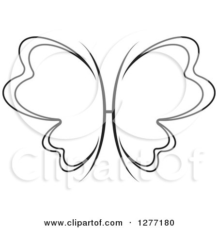 Clipart of a Black and White Butterfly with Open Wings - Royalty Free Vector Illustration by Lal Perera