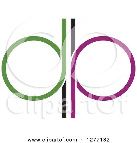 Clipart of a Green and Purple Abstract Mirrored Letter P Design - Royalty Free Vector Illustration by Lal Perera