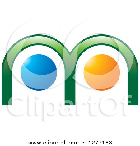Clipart of a Green Blue and Orange Abstract M Design - Royalty Free Vector Illustration by Lal Perera