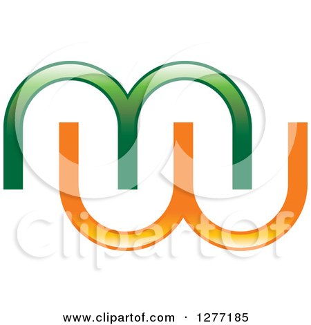 Clipart of a Green and Orange Abstract MW Design - Royalty Free Vector Illustration by Lal Perera