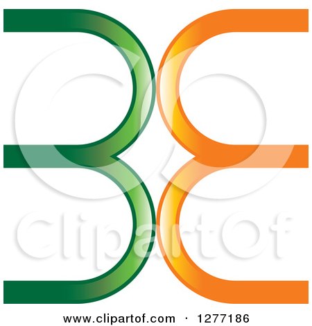 Clipart of a Green and Orange Abstract Back to Back B Design - Royalty Free Vector Illustration by Lal Perera