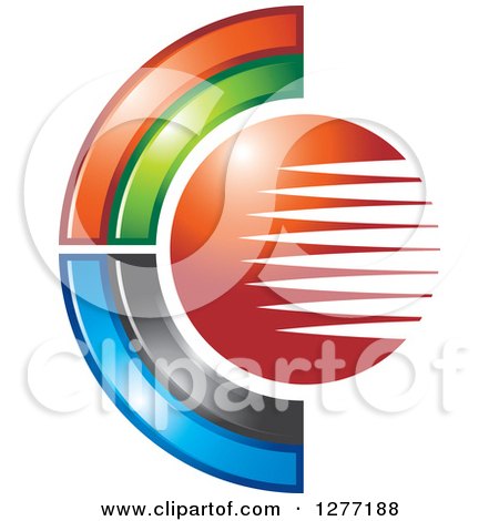 Clipart of a Colorful Abstract C and Lined Globe - Royalty Free Vector Illustration by Lal Perera
