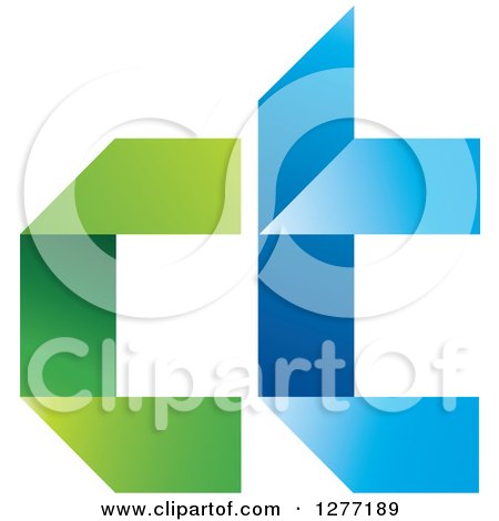 Clipart of a Blue and Green Abstract Ct Design - Royalty Free Vector Illustration by Lal Perera