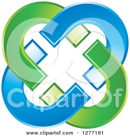 Clipart of a Blue and Green Design of Letter U - Royalty Free Vector Illustration by Lal Perera