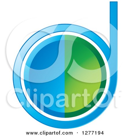 Clipart of a Blue and Green Letter D - Royalty Free Vector Illustration by Lal Perera