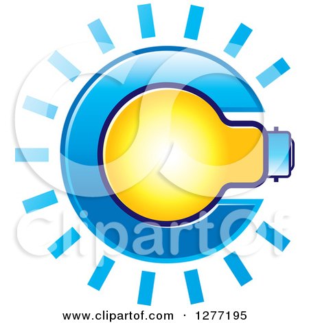 Clipart of a Shining Light Bulb in Letter C - Royalty Free Vector Illustration by Lal Perera