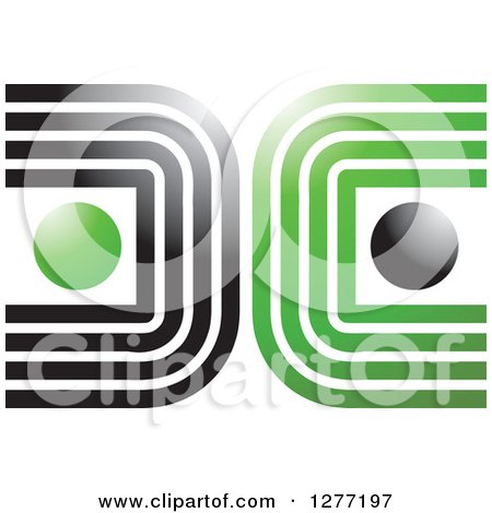 Clipart of a Green and Black Abstract Lines and Orbs Logo - Royalty Free Vector Illustration by Lal Perera
