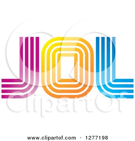Clipart of a Purple Orange and Blue Lined JOL or LOL Design - Royalty Free Vector Illustration by Lal Perera