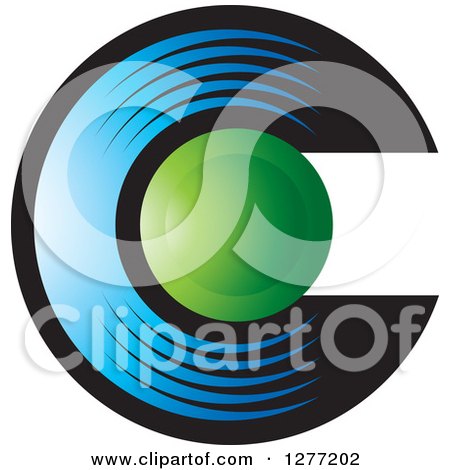 Clipart of a Blue Black and Green Letter C Design - Royalty Free Vector Illustration by Lal Perera