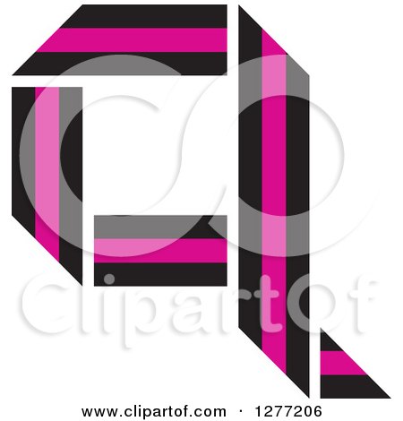 Clipart of a Black and Pink Paper Letter Q - Royalty Free Vector Illustration by Lal Perera