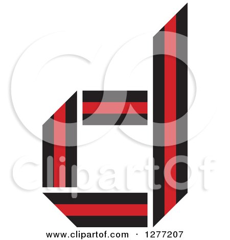 Clipart of a Black and Red Paper Letter D - Royalty Free Vector Illustration by Lal Perera