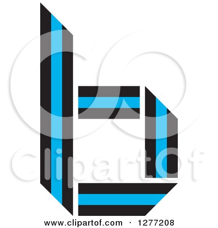 Clipart of a Black and Blue Paper Letter B - Royalty Free Vector Illustration by Lal Perera