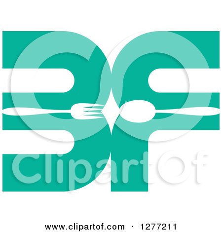 Clipart of a Turquoise BF with a Spoon and Fork - Royalty Free Vector Illustration by Lal Perera