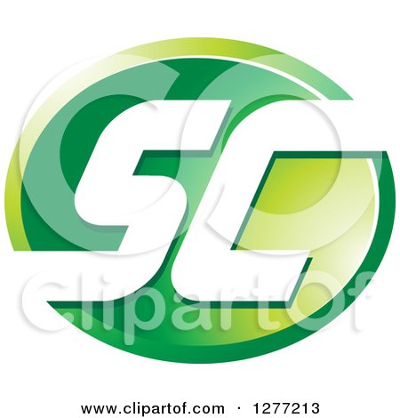 Clipart of a Green Oval Icon with White SC Letters - Royalty Free Vector Illustration by Lal Perera