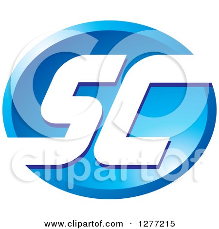 Clipart of a Blue Oval Icon with White SC Letters - Royalty Free Vector Illustration by Lal Perera