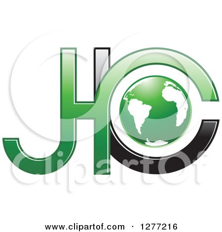 Clipart of a Globe and Abstract Black and Green Letters - Royalty Free Vector Illustration by Lal Perera