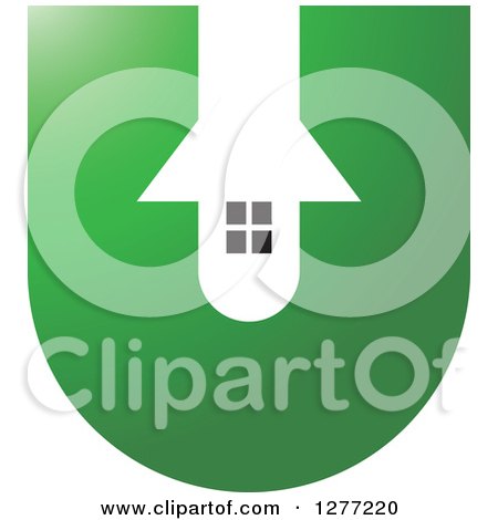 Clipart of a White House in a Green Letter U - Royalty Free Vector Illustration by Lal Perera