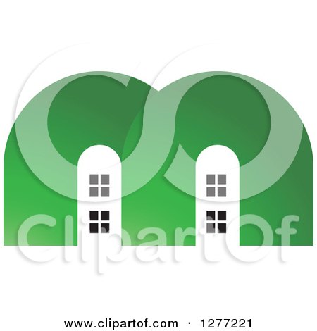 Clipart of White Houses in a Green Letter M - Royalty Free Vector Illustration by Lal Perera