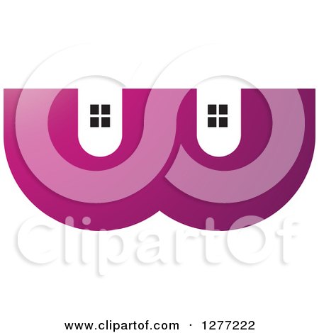 Clipart of Windows in a Pink Letter W - Royalty Free Vector Illustration by Lal Perera