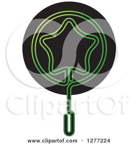 Clipart of a Round Black and Green and Blue Star Wand Icon - Royalty Free Vector Illustration by Lal Perera