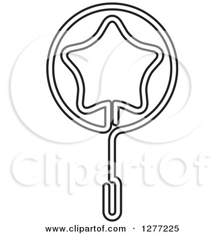 Clipart of a Black and White Star Wand Icon - Royalty Free Vector Illustration by Lal Perera