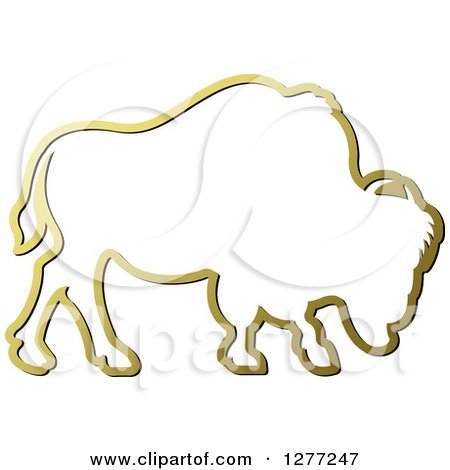 Clipart of a Gold Outlined Buffalo - Royalty Free Vector Illustration by Lal Perera