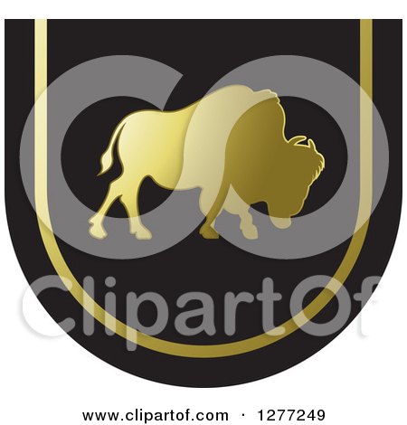 Clipart of a Gold and Black Silhouetted Buffalo Design - Royalty Free Vector Illustration by Lal Perera