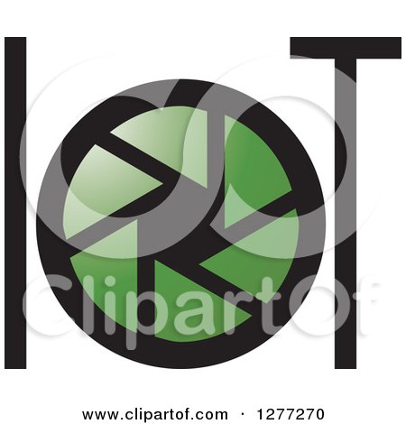 Clipart of a Green Shutter in a Green and Black LOT Design - Royalty Free Vector Illustration by Lal Perera