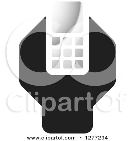 Clipart of a Black White and Silver Wrench and Cell Phone Settings Icon - Royalty Free Vector Illustration by Lal Perera