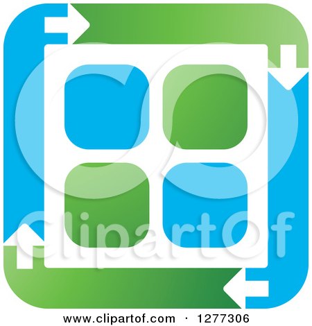 Clipart of a Blue and Green Square of Arrows Around Tiles - Royalty Free Vector Illustration by Lal Perera