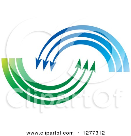 Clipart of a Blue and Green Swoosh Arrows - Royalty Free Vector Illustration by Lal Perera