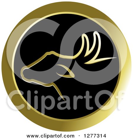 Clipart of a Buffalo Icon in Black and Gold - Royalty Free Vector Illustration by Lal Perera