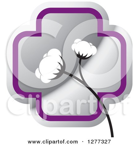 Clipart of a Silver and Purple Cross and Cotton Plant - Royalty Free Vector Illustration by Lal Perera