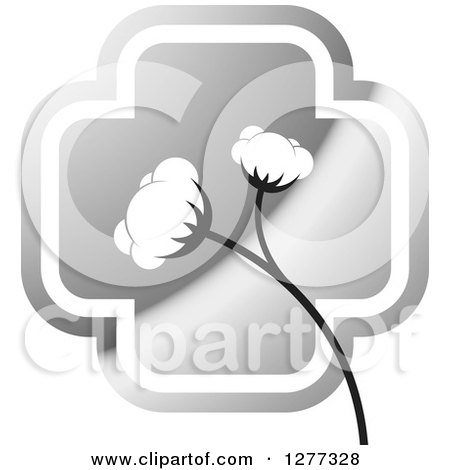 Clipart of a Silver Cross and Cotton Plant - Royalty Free Vector Illustration by Lal Perera