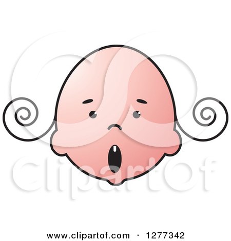 Clipart of a Surprised Caucasian Baby Face with Tendrils - Royalty Free Vector Illustration by Lal Perera